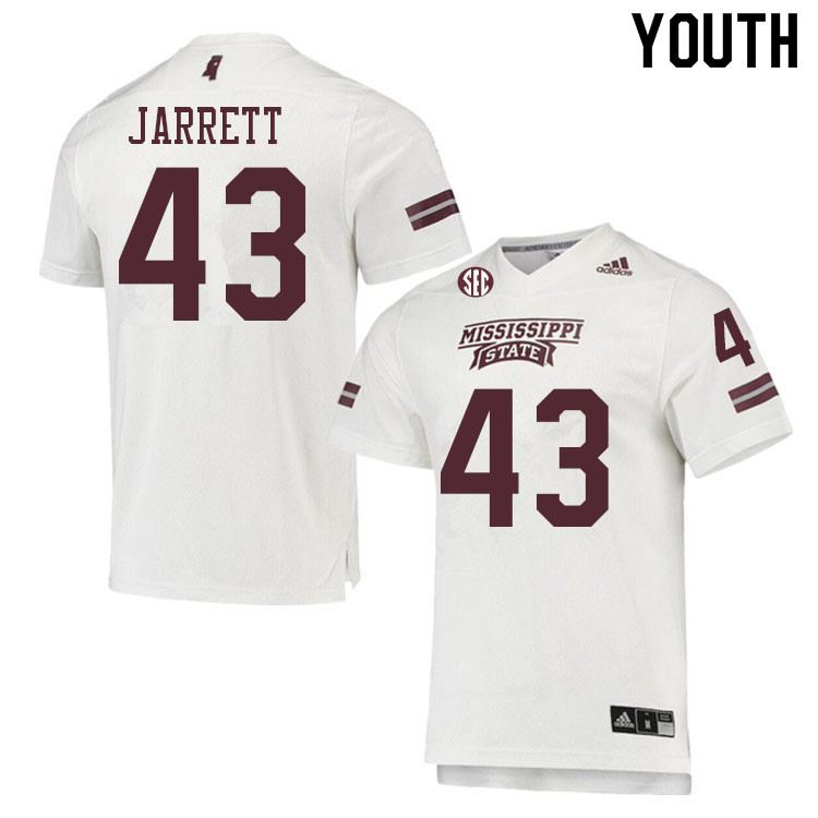 Youth #43 Nick Jarrett Mississippi State Bulldogs College Football Jerseys Sale-White - Click Image to Close